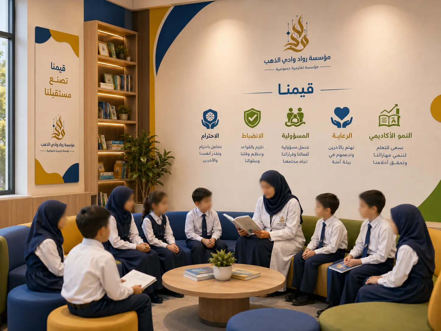 Premium illustration of the school’s values and serious environment.
